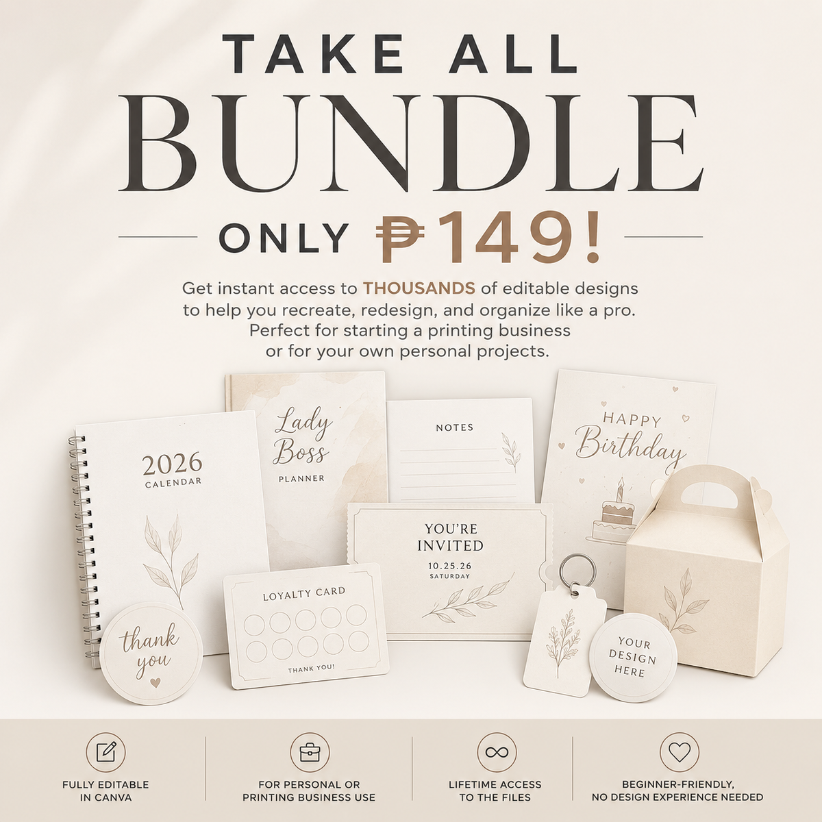 Take All Digital Bundle 2026 | 1000+ Editable Canva Printable Templates